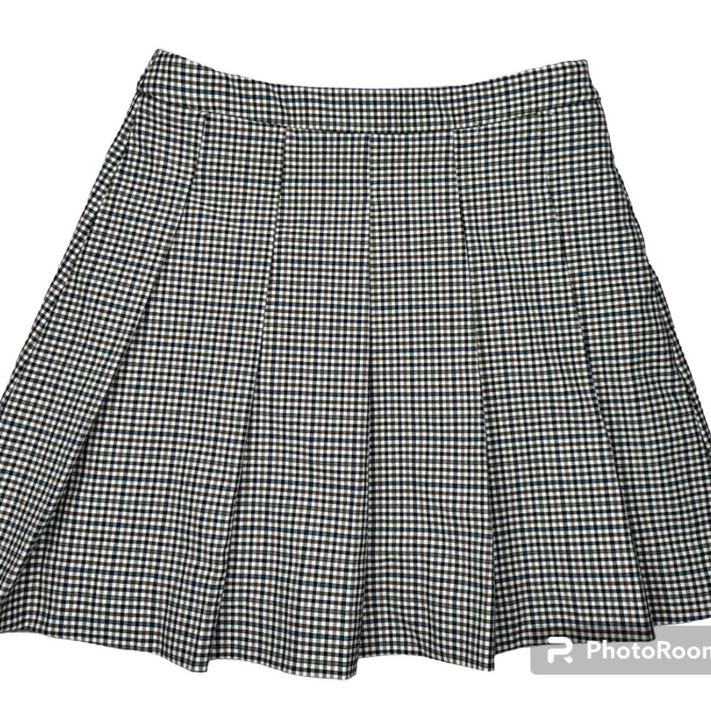 ZARA GINGHAM PLEATED  MINI SKIRT NAVY, CAMEL & CREAM SKIRT GIRLS SIZE 13-14